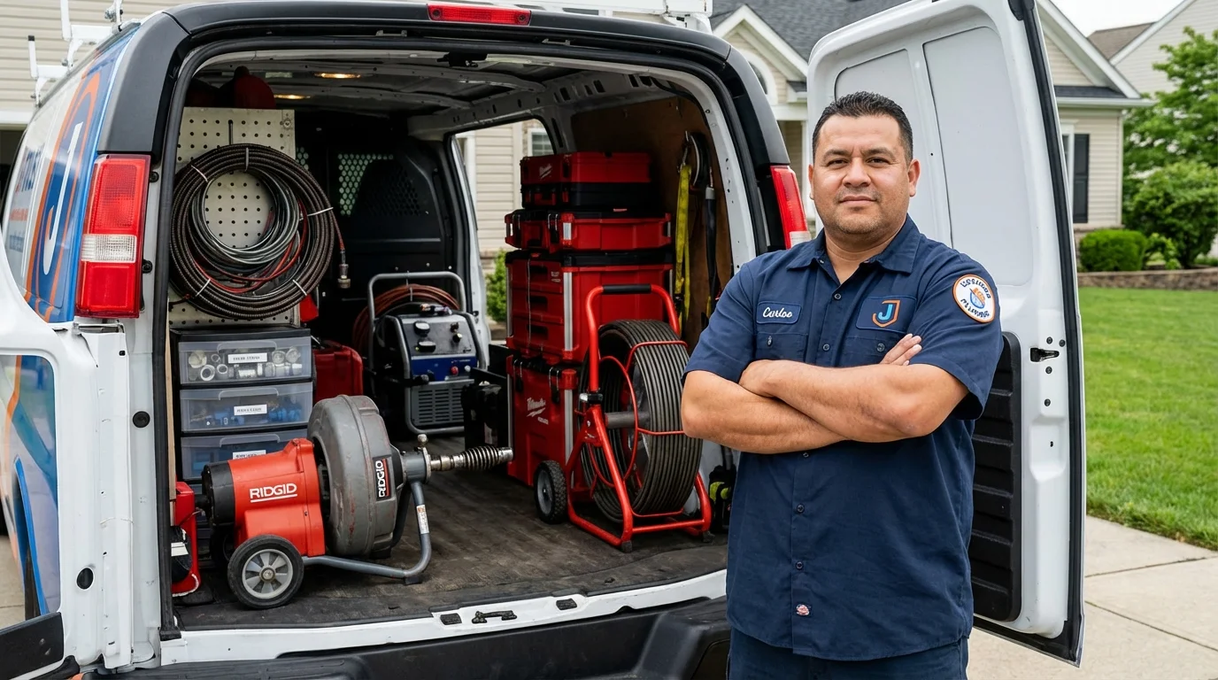 Professional drain cleaning equipment and Johns Plumbing LLC plumber in Sutton